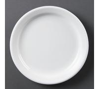 Olympia White Ware Narrow Rimmed Service Plates 180mm Porcelain 12pc