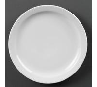 Olympia Whiteware Narrow Rimmed Plates - Microwave Proof - 250mm - Pack of 12