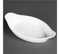 Olympia Whiteware Oval Eared Dishes 204mm Porcelain Serving Plates Oven Safe 6pc