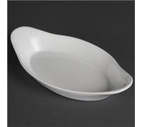 Olympia Whiteware Oval Eared Dishes 229X 127mm Porcelain Serving Plates 6pc