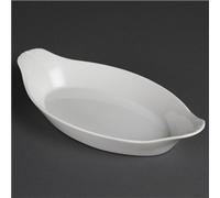 Olympia Whiteware Oval Eared Dishes 289mm Porcelain Serving Plates Oven Safe 6pc