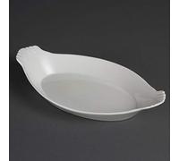 Olympia Whiteware Oval Eared Dishes, Porcelain, 320x 177mm, (6 Pack) - Oven, Microwave, Dishwasher Safe W423