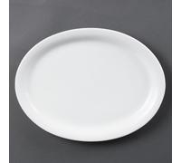 Olympia Whiteware Porcelain Oval Platters 295mm, White, Pack of 6
