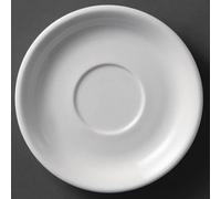 Olympia Whiteware Porcelain Cappuccino Saucers 180mm, 12 Pack, White