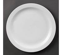 Olympia Whiteware Porcelain Narrow Rimmed Dinner Plates 280mm (6 Pack) - Microwave, Oven, Freezer, and Dishwasher Safe f CB491