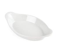 Olympia Whiteware Porcelain Oval Eared Dishes 204mm, Pack of 6 | Fully vitrified for heat and shock resistance with strengthened rolled edges to provide reliable chip protection.