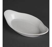 Olympia Whiteware Oval Eared Dishes 229X 127mm Porcelain Serving Plates 6pc