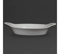 Olympia Whiteware Round Eared Dishes 220mm Porcelain Serving Plates 6pc