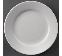 Olympia Whiteware Porcelain Wide Rimmed Plates 203mm, Pack of 12, 203 mm