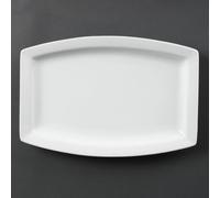 Olympia Whiteware Rectangular Dinner Plates 320mm (6 Pack) - Porcelain Serving Plates Dishwasher, Microwave, Oven Safe C361