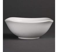 Olympia Whiteware Rounded Square Bowls 180mm Porcelain Kitchen Dish 12pc