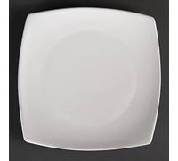 Olympia Whiteware Rounded Square Plates 185mm Porcelain, White (Pack of 12)