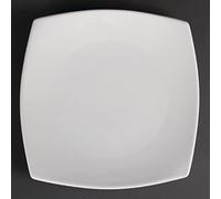 Olympia Whiteware Rounded Square Plates 240mm, White, Pack of 12
