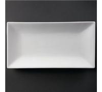 Olympia Whiteware Serving Rectangular Platter 380mm - Porcelain Trays for Appetizer, Side Dishes, Oven and Dishwasher Safe CC896