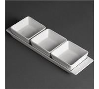 Olympia Whiteware Snack Dishes with Plates 3 Section (2 pack)