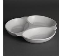 Olympia Whiteware Vegetable Dishes 3 Section 250mm (6 pack)