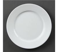 Olympia White Ware Wide Rimmed Service Plates 202mm Porcelain Restaurant 12pc