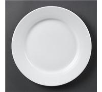 Olympia White Ware Wide Rimmed Service Plates 250mm Porcelain Innovative 12pc