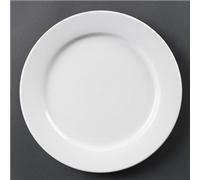 Olympia White Ware Wide Rimmed Service Plates 280mm Porcelain Innovative 6pc