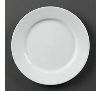 Olympia White Ware Wide Rimmed Service Plates 202mm Porcelain Restaurant 12pc