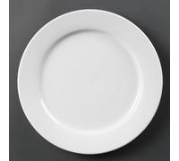 Olympia Whiteware Wide Rimmed Plates 280mm (6 Pack) - Dinnerware Set, Oven and Dishwasher Safe CB482