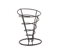 Olympia Wire Chip Cone Food Display Stand, Black | Wide, flat base prevents spills on busy tables; durable metal frame stands up to demanding commercial kitchen use
