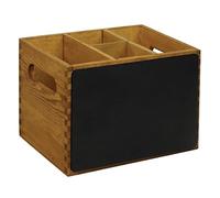 Olympia Wooden Table Caddy Organiser with Blackboard, 15x21x16cm