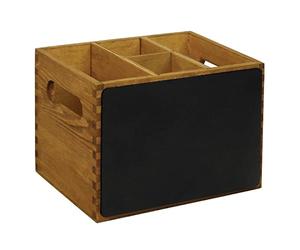 Olympia Wooden Table Caddy Organiser with Blackboard, 15x21x16cm