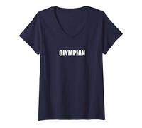 Olympian V-Neck T-Shirt, Women, Navy, M