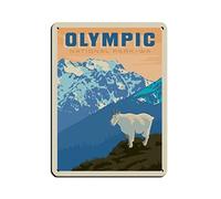 Olympic Mountain Goat Vintage Travel Poster Tin Sign Vintage Metal Pub Club Cafe Bar Home Wall Art Decoration Poster Retro 20x30CM