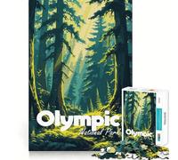 Olympic National Park Forest Illustration 1000 Pieces Jigsaw Puzzles for Adults Smart Toy Home Activity Accurate Cut Wall Art Decor (50x75cm)