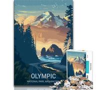 Olympic National Park Poster Adult Jigsaw Puzzles 1000,Learning Educational Toys Family Games with Matching Poster And Trivia Sheet 38x26cm