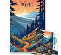 Olympic National Park Sunset Jigsaw Puzzles 1000 Piece for Teenagers Cognitive Toy Calm Pastime Premium Edge Santa Wish List (38x52cm)
