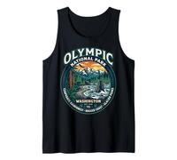 Olympic National Park Washington Retro Coastal Forest Badge Tank Top