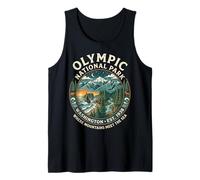 Olympic National Park Washington Retro Scenic Emblem Design Tank Top