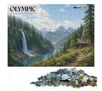 Olympic National Park Waterfall Wooden Jigsaw Puzzle, Gift for Adults | Border-first building - a simple way to organise the image alone or together.