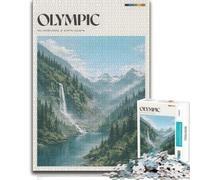 Olympic National Park Waterfall Wooden Puzzle for Adults, Hobby, 300 Pieces | Adult Jigsaw Puzzle - easy-to-see colour differences for piece grouping at home.