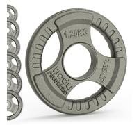 Body Revolution Olympic Tri-Grip Rubber Barbell Weight Plates Set - 1.25kg Pair, Black