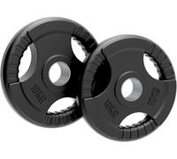 Olympic Weight Plates, Rubber Tri-Grip Barbell Weight Sets, Powerlifting & Bodybuilding Weights - Home Gym Equipment for Strength Training & Workouts by Body Revolution (10KG, Pair)