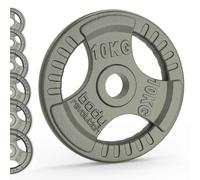 Body Revolution Olympic Tri Grip Cast Iron Weight Plates Pairs Sets 2 X 10Kg, Grey
