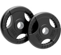 MonsterShop Olympic Tri-Grip Rubber Weight Plates - 15 kg Pair for Powerlifting & Bodybuilding
