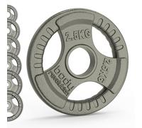 Monstershop Olympic Tri Grip Cast Iron Weight Plates Pairs Sets 2 x 2.5kg in Grey Monstershop Grey