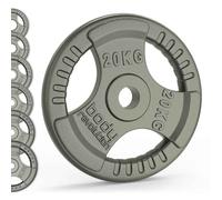 Olympic Tri Grip Cast Iron Weight Plates - Pairs & Sets - 2 x 20kg Body Revolution Silver 40kg
