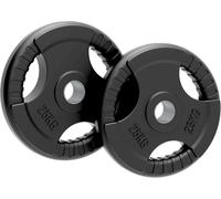 Olympic Tri-Grip Rubber Weight Plates Black Pairs Sets 25 kg PAIR