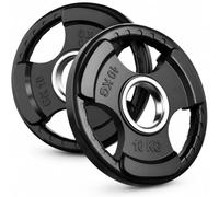 Olympic Weight Plates Rubber Coated 2’’ Opening and Tri-Grips, Barbell Plates Discs for Lifting and Strength Training, Cast Iron Core Weights Set, 10KG - 80KG (2x 10KG)