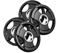 Olympic Weight Plates Rubber Coated 2’’ Opening and Tri-Grips, Barbell Plates Discs for Lifting and Strength Training, Cast Iron Core Weights Set, 10KG - 80KG (4x 5KG)
