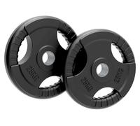 Olympic Weight Plates, Rubber Tri-Grip Barbell Weight Sets, Powerlifting & Bodybuilding Weights - Home Gym Equipment for Strength Training & Workouts by Body Revolution (25KG, Pair)