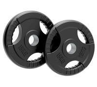 Olympic Weight Plates, Rubber Tri-Grip Barbell Weight Sets, Powerlifting & Bodybuilding Weights - Home Gym Equipment for Strength Training & Workouts by Body Revolution (15KG, Pair)