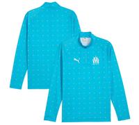 Olympique Marseille Football Sweatshirt de Warm Up 1/4 Zip Top Blue Puma Mens