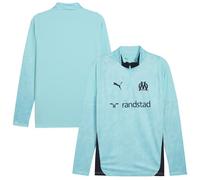 Olympique Marseille Football Sweatshirt Training 1/4 Zip Top Blue Puma Mens